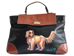 Plants: hund hundetasche portrait 
             leder tasche handtasche unikat bemalt malerei handbemalt von hand bemalt, 
             bei klick wird lightbox gestartet