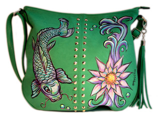 Plants: koi karpfen fisch seerose floral 
                    ornament tasche handtasche unikat bemalt malerei handbemalt von hand bemalt, 
                    bei klick wird lightbox gestartet