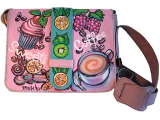 Plants: leder rosa türkis bunt 
                    caffe sweets süßigkeiten tasse kiwi zitrone orange 
                    erdbeere bonbons schokolade blätter minze lecker himbeere tasche 
                    handtasche unikat bemalt malerei handbemalt von hand bemalt, 
                    bei klick wird lightbox gestartet